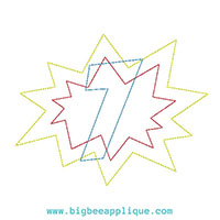 7th Birthday Superhero Number Machine Applique Design - Triple Stitch